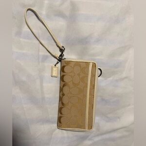 Coach Beige and Cream Wristlet